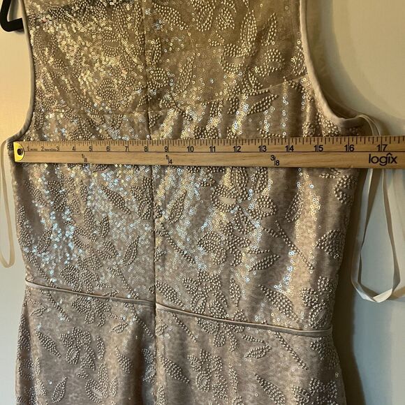 Ralph Lauren Formal Dress Women 10 Champagne Nude Sequin Sleeveless Party - Picture 2 of 13